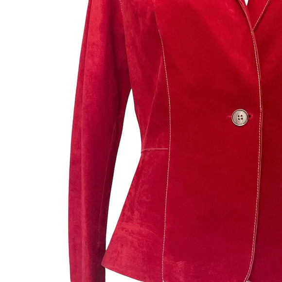 Vintage Di Vita Women’s Red Soft Suede Jacket Y2k Size 4 - Picture 5 of 11